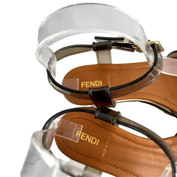 Fendi Black White & Tan Flat Platform Sandal  European Size 37  EUCEUC - Picture 7 of 12